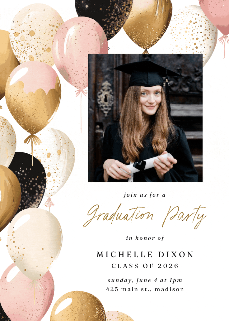 Up, up, and away photo - graduation party invitation